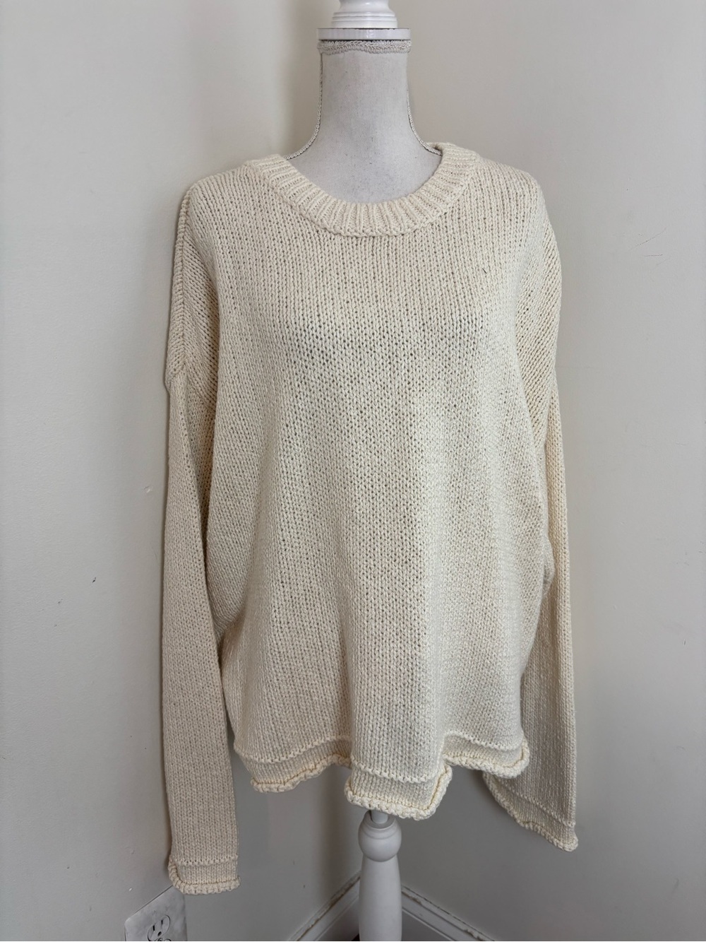 Anthropologie Pilcro Harlow Oversized Roll-Hem Sweater In Ivory Size XL NWT - Picture 5 of 11